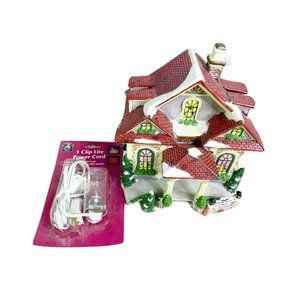 Illuminated Light-Up 8" Tall Ceramic Hotel Holiday House w/ New Light Kit EUC